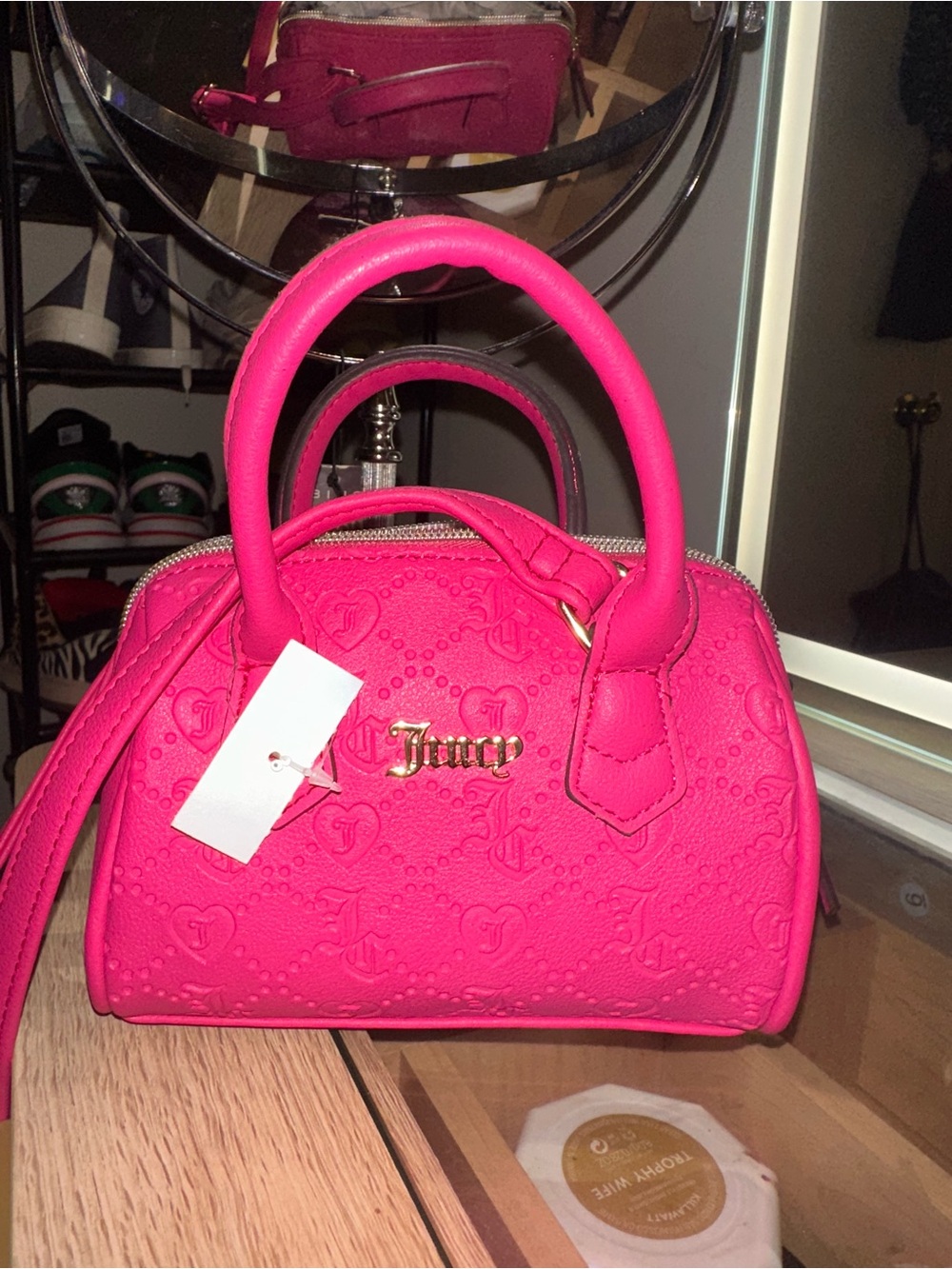 Mini Juicy Couture Neon Pink Embossed Mini Satchel